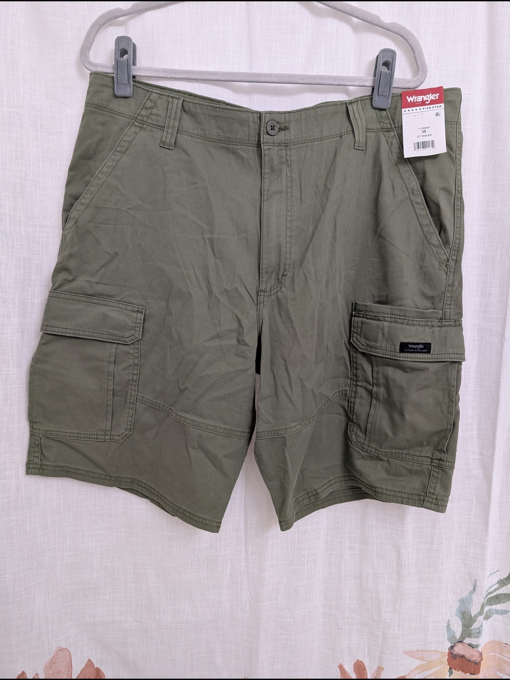 Wrangler Five Star Relaxed Fit Men’s Cargo Shorts Olive Green Size 38 NWT